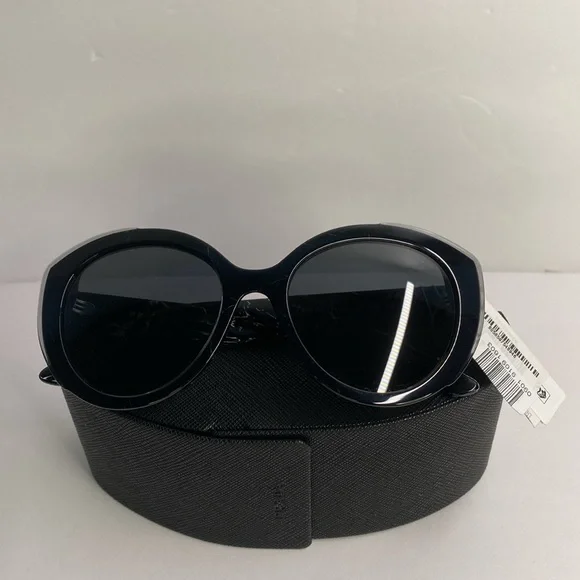 PRADA SPR 01Y 09V-5S0 round sunglass black marbletop black transparent